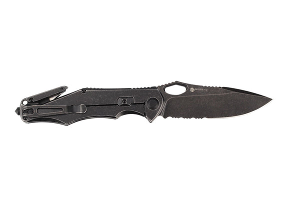Ruike M195 Rescue Folding Knife – Black w/ D2 Steel Combo Edge | Ruike