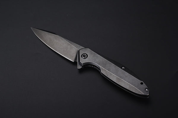 Ruike P128-SB Folding Knife – Black Stonewashed | Ruike