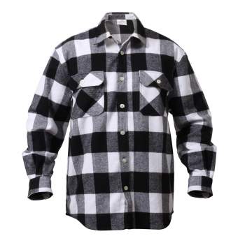 Extra Heavyweight Buffalo Plaid Flannel Shirt – Black & White Plaid | Rothco