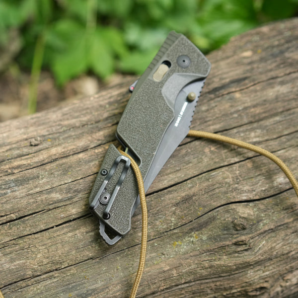 SOG Trident AT Assisted Folding Knife – Olive Drab w/ Partial Serration | SOG Knives