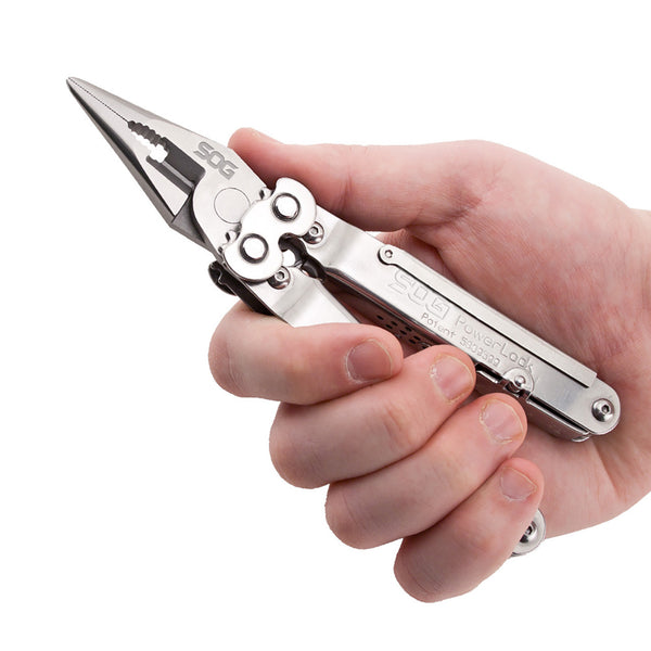 SOG PowerLock Multitool – Satin, w/ Scissors & Nylon Pouch | SOG Knives