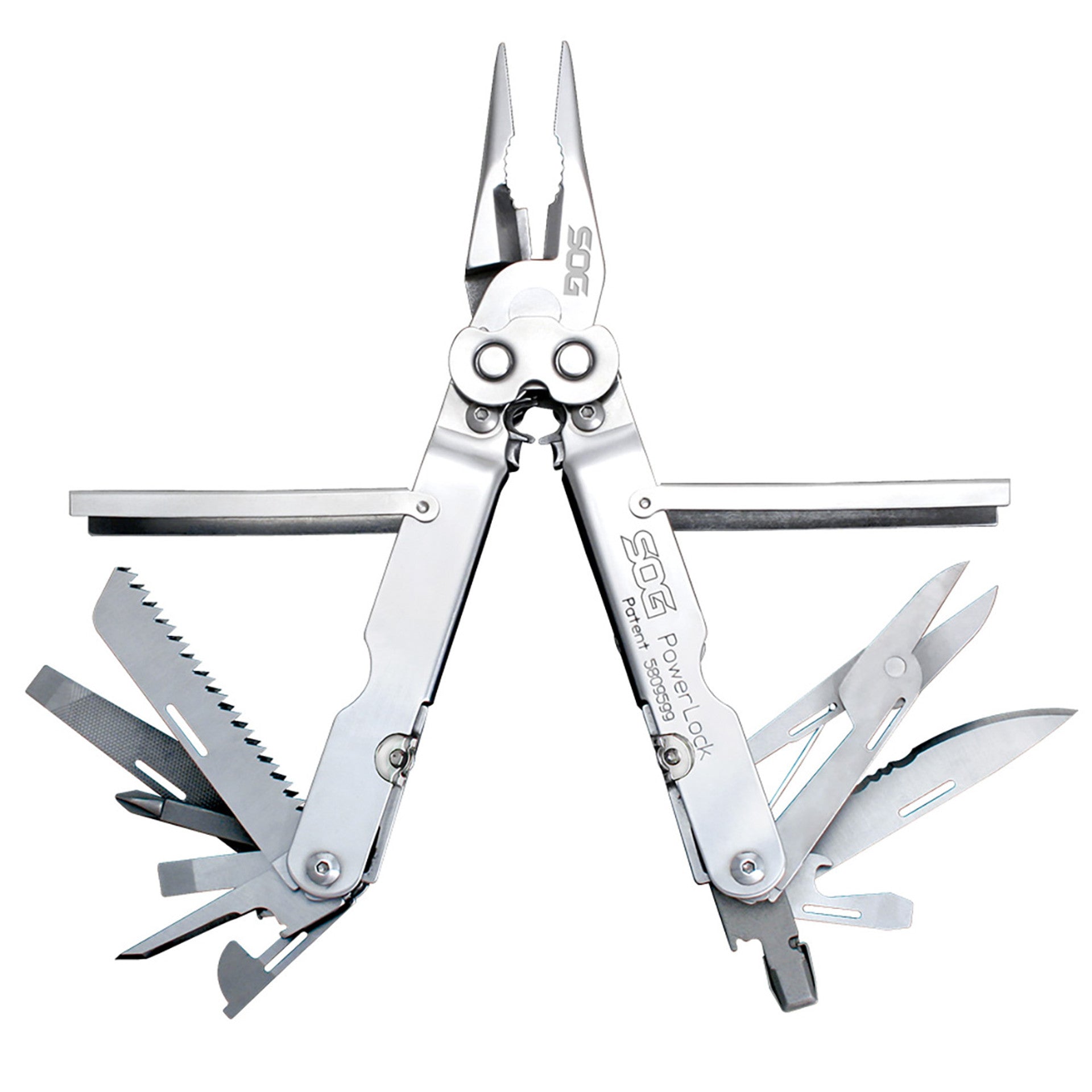 SOG PowerLock Multitool – Satin, w/ Scissors & Nylon Pouch | SOG Knives