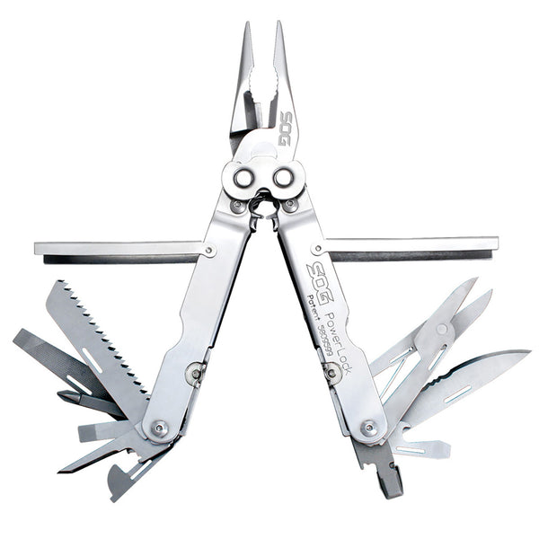 SOG PowerLock Multitool – Satin, w/ Scissors & Nylon Pouch | SOG Knives