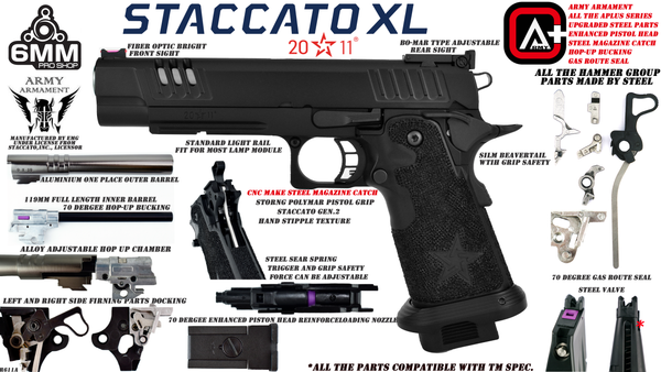 Army Armament R611A Staccato XL 2011 Gas Blowback Airsoft Pistol – Deluxe Version