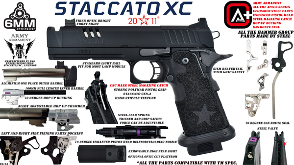 Army Armament R618A Staccato XC 2011 Gas Blowback Airsoft Pistol – Deluxe Version