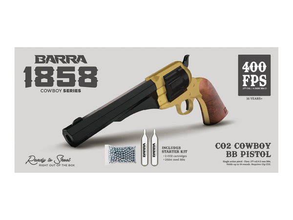 Barra 4011 The 1858 Cowboy Revolver BB Pistol Kit – Black & Gold | Barra