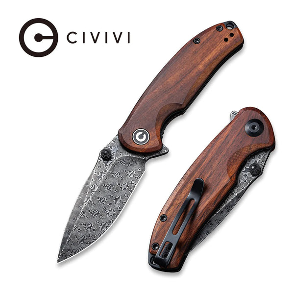 Civivi 2020DS-2 Pintail Flipper Folding Knife – Damascus Blade w/ Cuibourtia Wood Handle