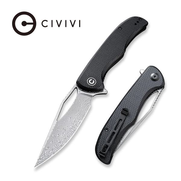 Civivi 912DS Shredder Flipper Folding Knife – Damascus Blade w/ Black G10 Handle | Civivi Knives