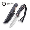 Civivi C2104A Fixed Blade Elementum w/ Contoured Black G10 Handle & Leather Sheath – D2 Steel