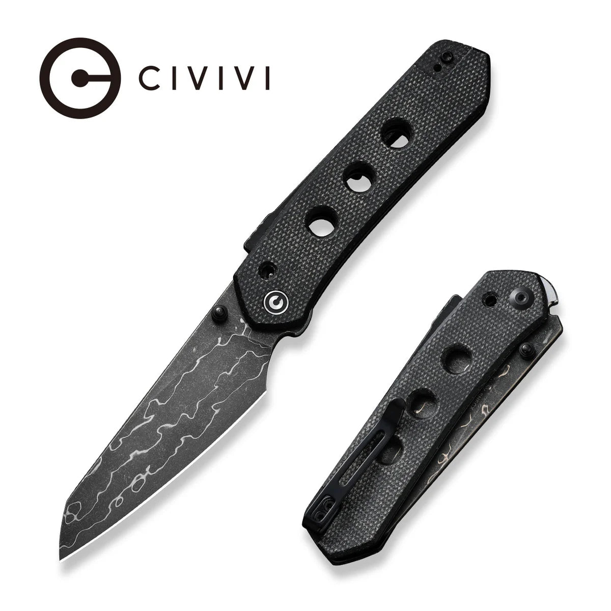 Civivi C22036-DS2 Vision FG Superlock Folding Knife w/ Black Micarta Handle – Damascus Steel