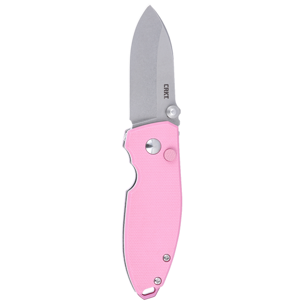 CRKT 2474P Squid Button Lock Folding Knife – Rose Quartz Handle
