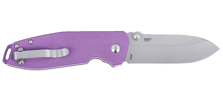 CRKT 2495P Squid XM Button Lock Folding Knife - 14C28N Steel w/ Violet Micarta Handle