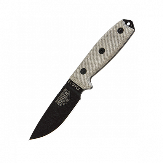 ESEE 3MIL-P-B Fixed Blade Knife – 1095 High Carbon Steel with Black Molle Sheath