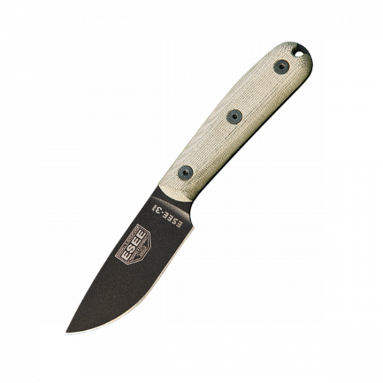 Esee 3HM-K Fixed Blade Survival Knife w/ Micarta Handle & Kydex Sheath – 1095 Carbon Steel