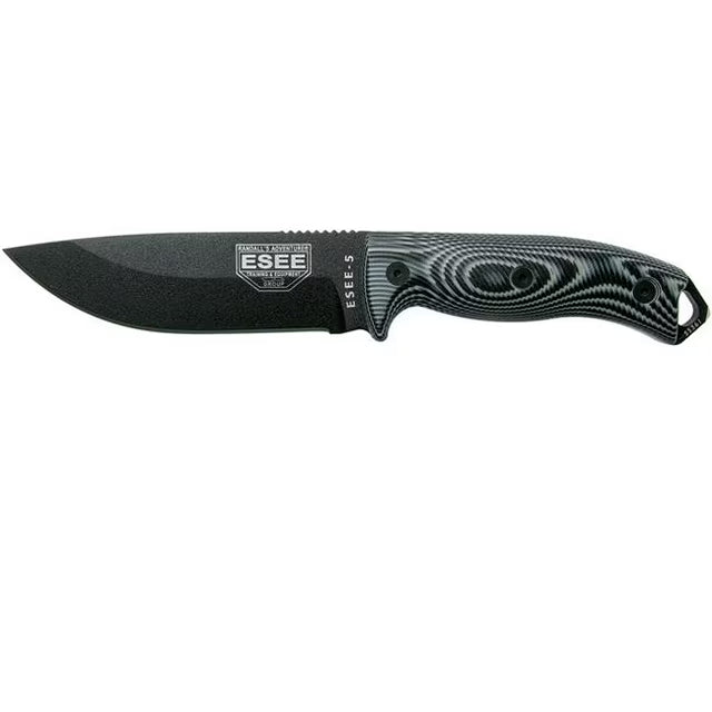 ESEE 5PB-002 Fixed Blade Survival Knife w/ 3D G10 Handle & Kydex Sheath – 1095 Carbon Steel