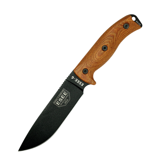 ESEE 6PB-011 Fixed Blade Survival Knife w/ 3D Micarta Handle & Molded Sheath – 1095 Carbon Steel