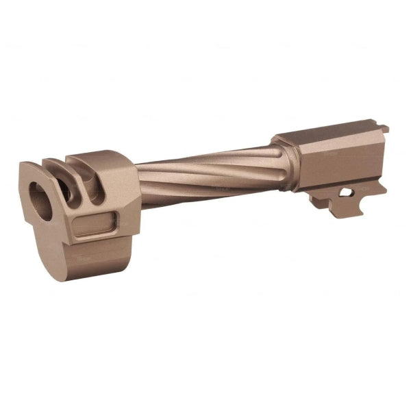 Gunday CNC Aluminum Outer Barrel With Compensator Type A For VFC P320 M18 GBB Airsoft - Tan