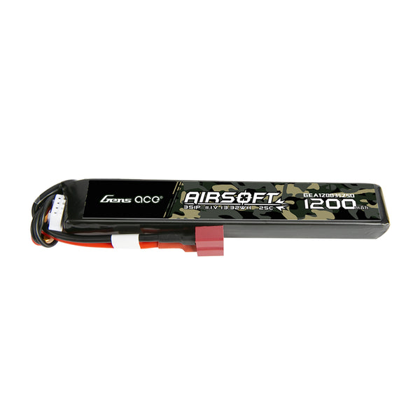 Gens Ace 25C 1200mAh 3S1P 11.1V Airsoft Gun Battery- Deans Plug