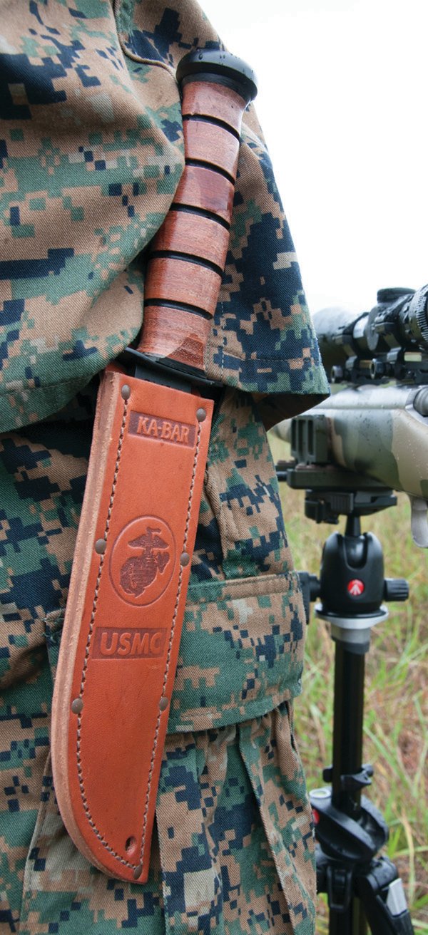 KA-BAR 1217 Combat Knife – USMC Straight Edge w/ Leather Sheath