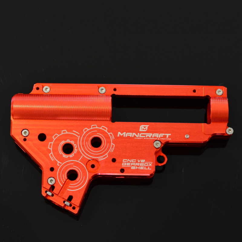 Mancraft CNC 7075 T6 Aluminum V2 Gearbox Shell w/ 8mm Bearing Slots – Red