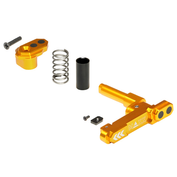 Maxx CNC Aluminum Advanced Magazine Release – Style B Dark Earth/Gold