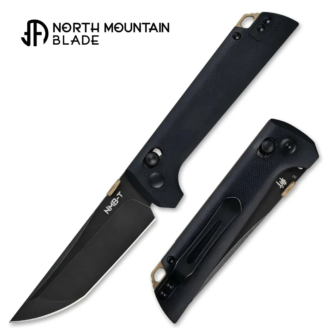 North Mountain Blade 2406-BK-D2BK Chop 2 Crossbar Lock Folding Knife w/ Black G10 Handle - D2 Steel | North Mountain Blades