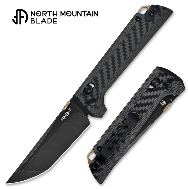 North Mountain Blade 2406-CF-D2BK Chop 2 Crossbar Lock Folding Knife w/ Carbon Fiber Handle - D2 Steel | North Mountain Blades