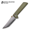 North Mountain Blade 2406-GR Chop 2 Button Lock Folding Knife – SLD-Magic Steel w/ Olive G10 Handle