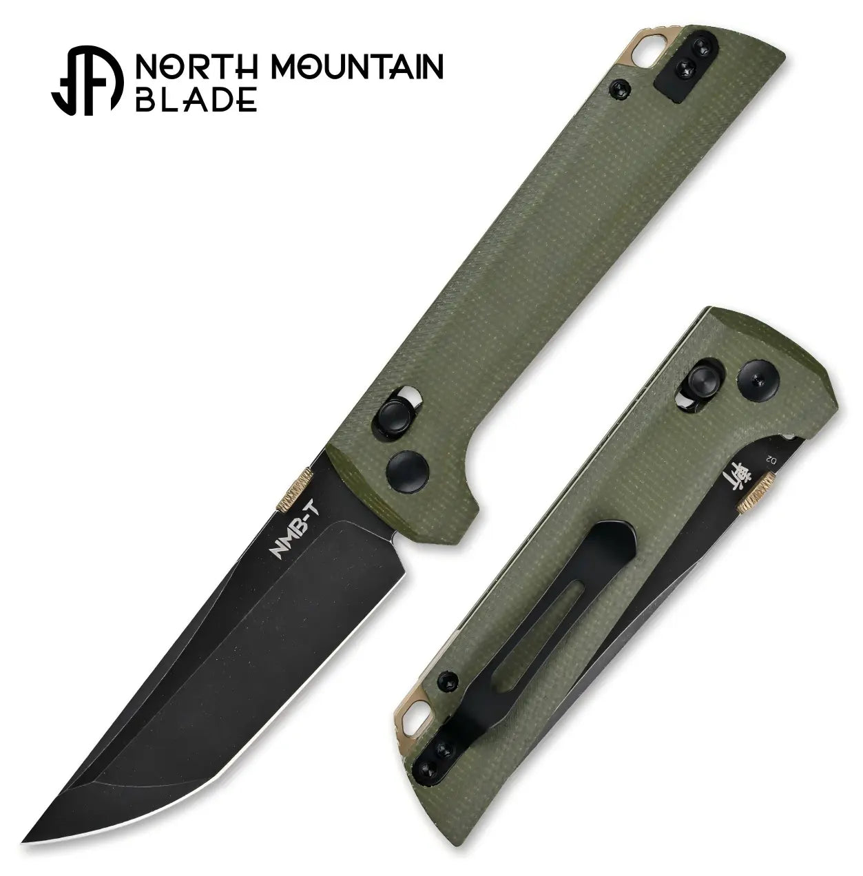 North Mountain Blade 2406-GRMCT-D2BK Chop 2 Crossbar Lock Folding Knife w/ Green Micarta Handle - D2 Steel | North Mountain Blades