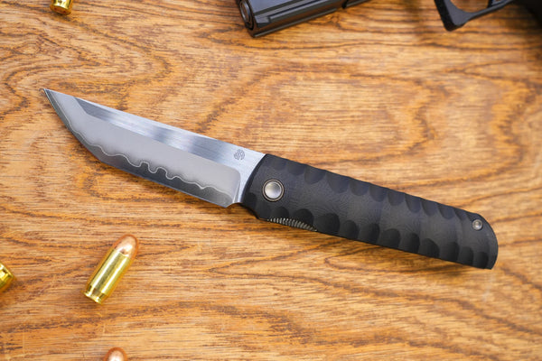 North Mountain Blade 2411-BK Chop Plus Kick-Stop Flipper Folding knife w/ SLD-Magic San Mai Steel – Black G10 Handle