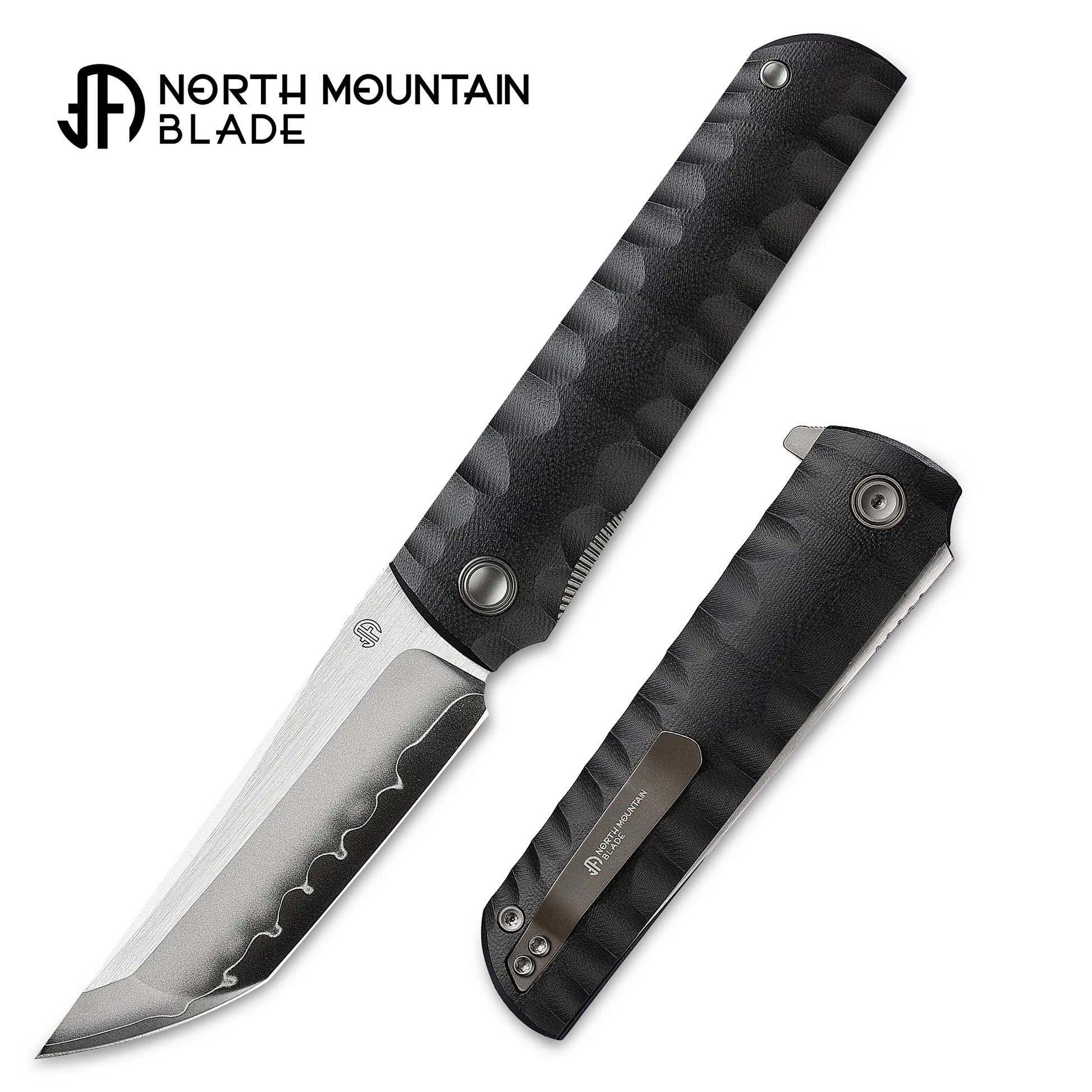 North Mountain Blade 2411-BK Chop Plus Kick-Stop Flipper Folding knife w/ SLD-Magic San Mai Steel – Black G10 Handle