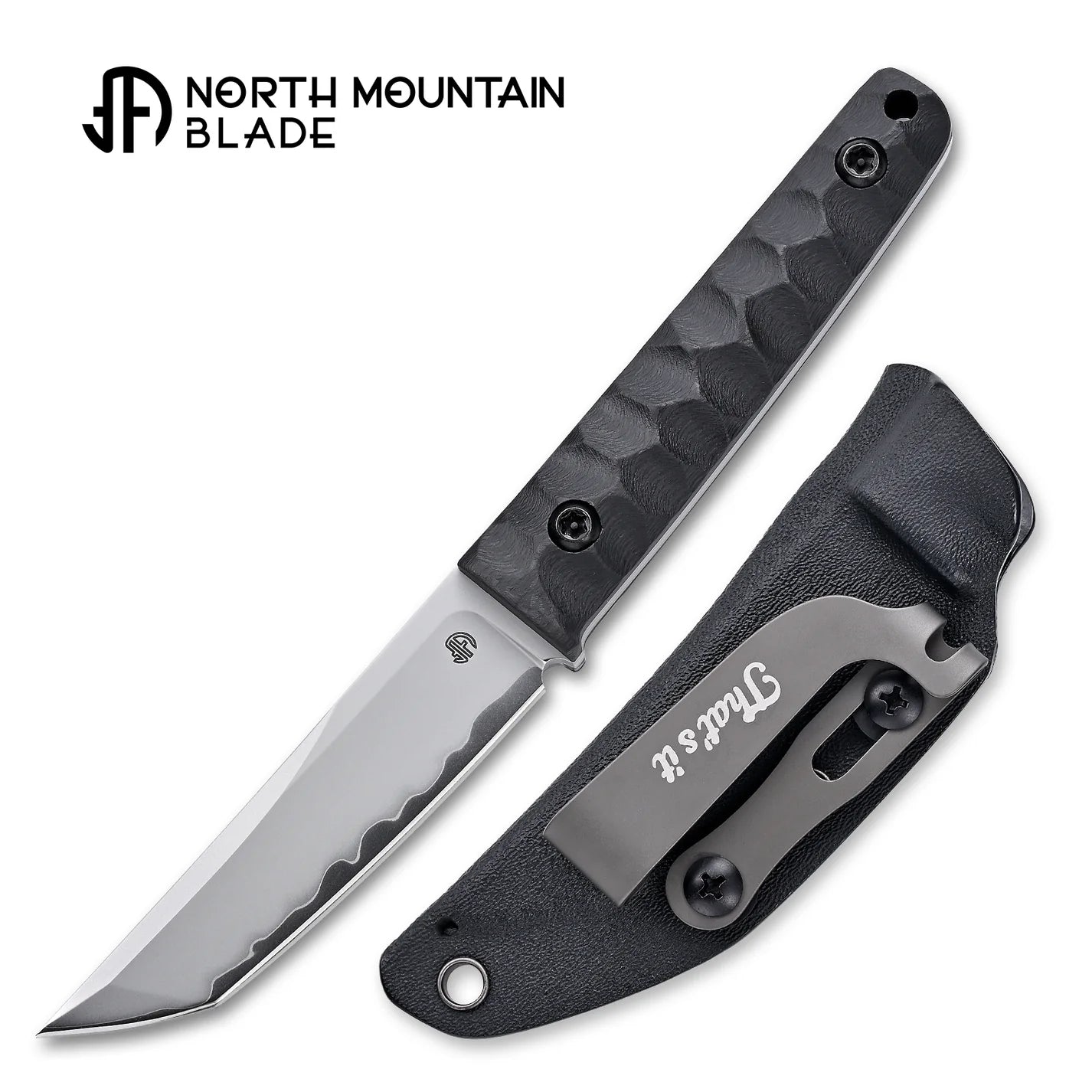 North Mountain Blade 2416-CF Chop Mini Fixed Blade Knife w/ Black Carbon Fiber Handle & Kydex Sheath - SAN MAI SLD-Magic Steel