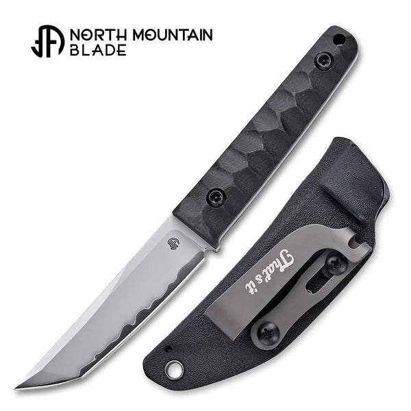 North Mountain Blade 2416-CF Chop Mini Fixed Blade Knife w/ Black Carbon Fiber Handle & Kydex Sheath - SAN MAI SLD-Magic Steel