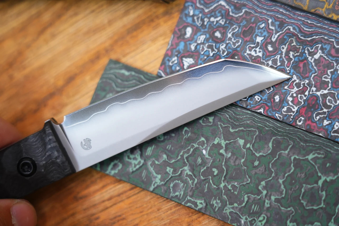 North Mountain Blade 2416-CF Chop Mini Fixed Blade Knife w/ Black Carbon Fiber Handle & Kydex Sheath - SAN MAI SLD-Magic Steel