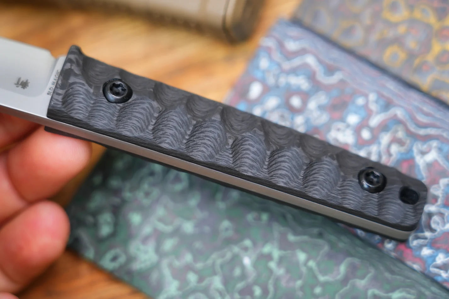 North Mountain Blade 2416-CF Chop Mini Fixed Blade Knife w/ Black Carbon Fiber Handle & Kydex Sheath - SAN MAI SLD-Magic Steel