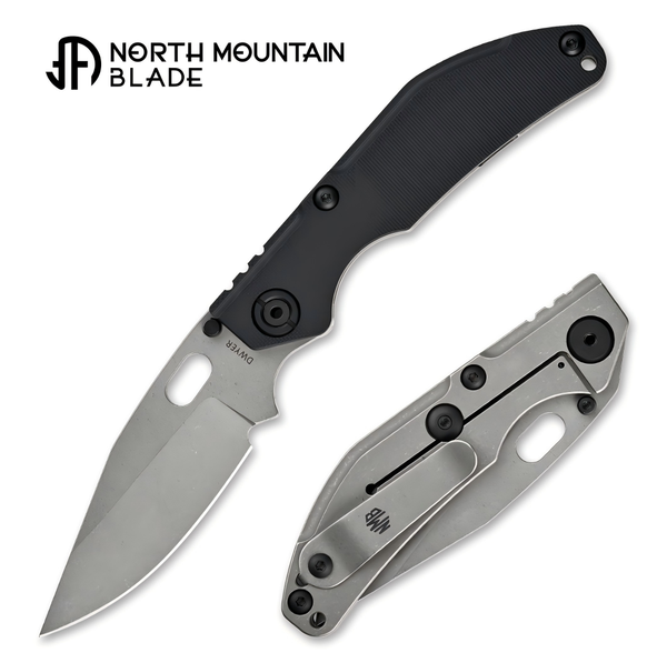 North Mountain Blade 2521-G10-BK DCG BBNM Titanium Framelock Folding Knife w/ Black G10 Handle - 14C28N Steel | North Mountain Blades