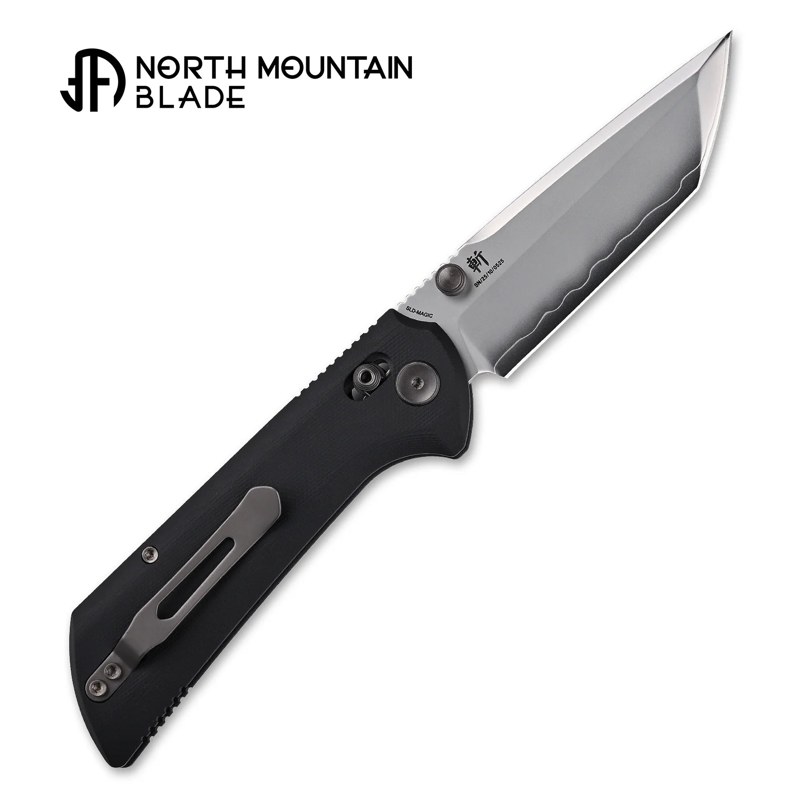 North Mountain Blade 2532-BK Chop Plus Crossbar Folding Knife w/ SLD-Magic San Mai Steel – Black G10 Handle