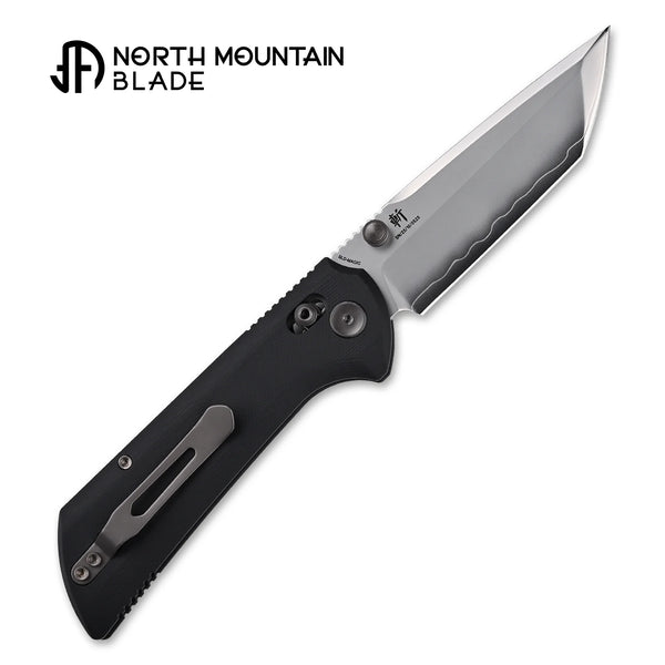 North Mountain Blade 2532-BK Chop Plus Crossbar Folding Knife w/ SLD-Magic San Mai Steel – Black G10 Handle