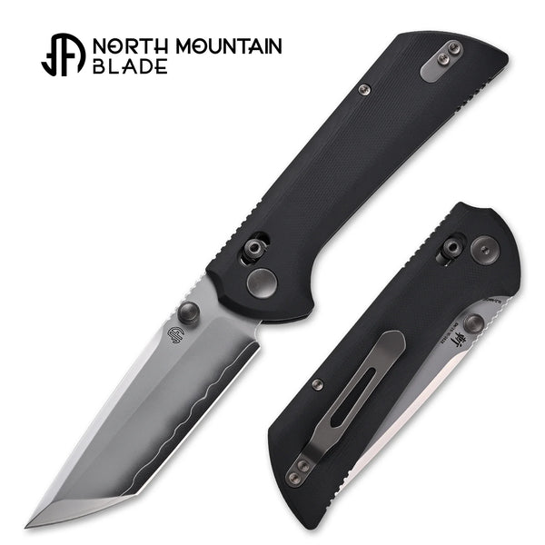 North Mountain Blade 2532-BK Chop Plus Crossbar Folding Knife w/ SLD-Magic San Mai Steel – Black G10 Handle
