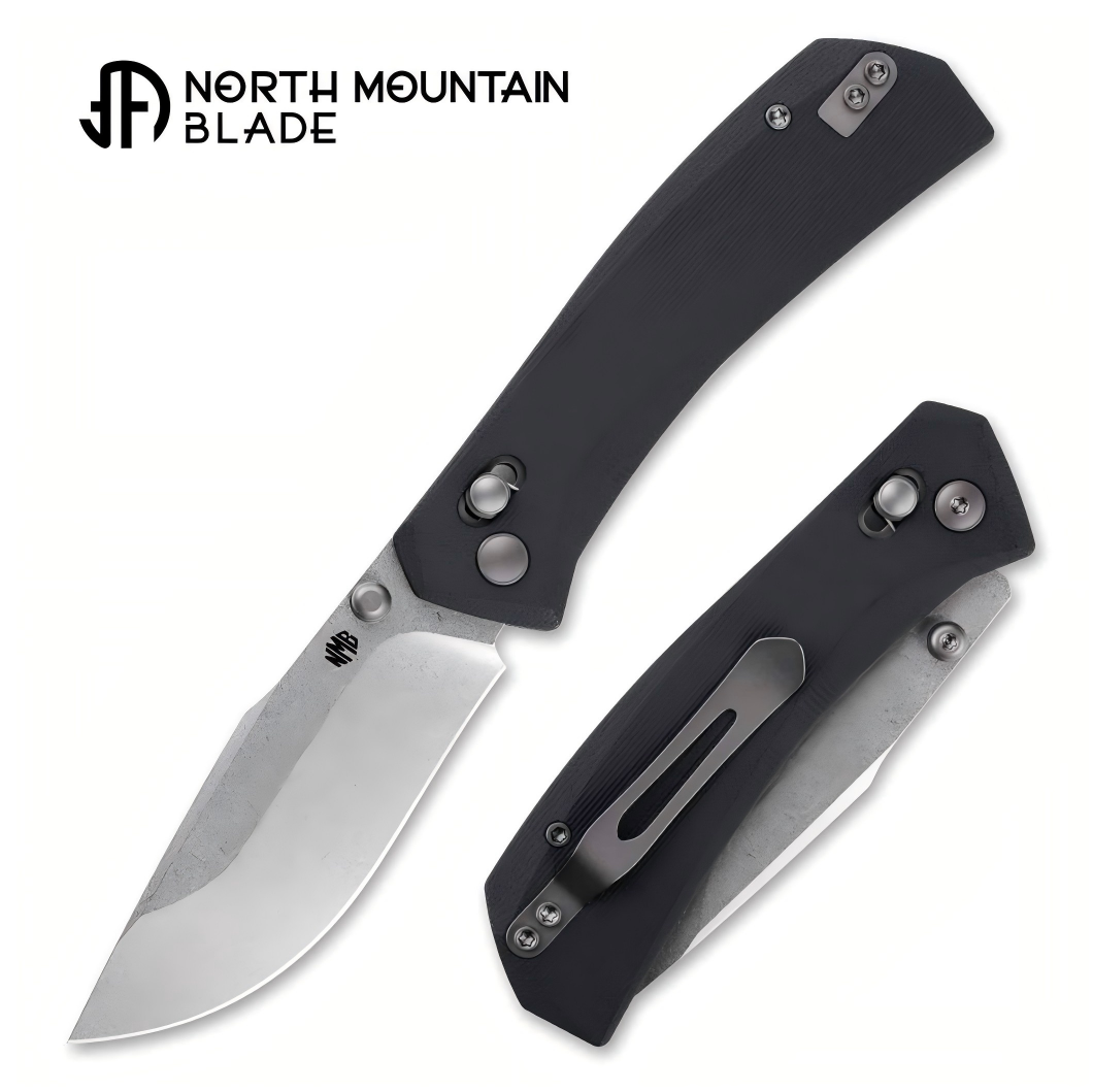 North Mountain Blade 2603-BK Yama Inu “Mountain Dog” Crossbar Lock Folding Knife w/ Black G10 Handle - 10Cr15COMOV Steel | North Mountain Blades