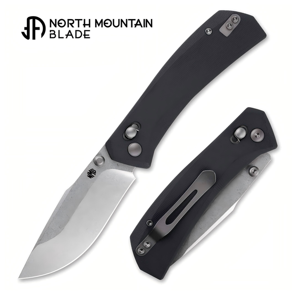 North Mountain Blade 2603-BK Yama Inu “Mountain Dog” Crossbar Lock Folding Knife w/ Black G10 Handle - 10Cr15COMOV Steel | North Mountain Blades