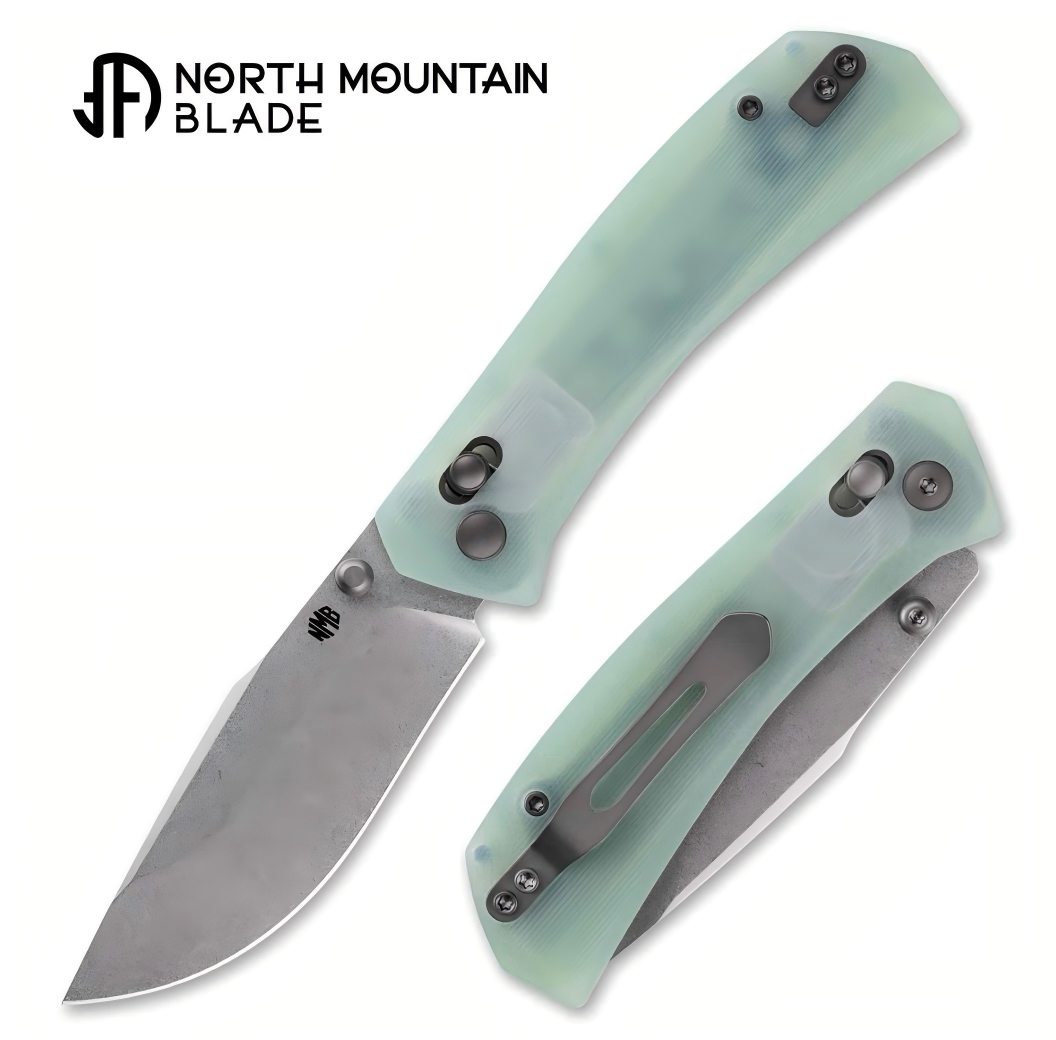 North Mountain Blade 2603-JD Yama Inu “Mountain Dog” Crossbar Lock Folding Knife w/ Jade G10 Handle - 10Cr15COMOV Steel | North Mountain Blades