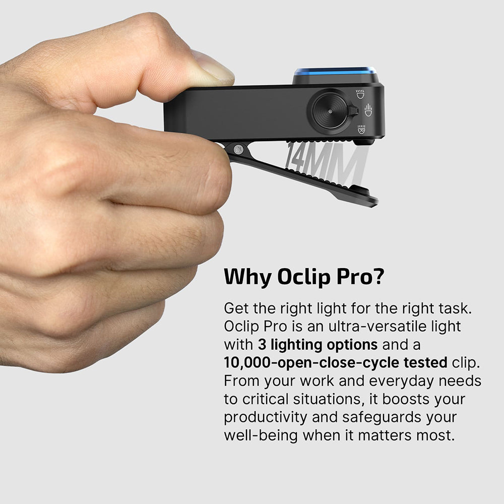 Olight Oclip Pro Clip On Flashlight w/ Floodlight Spotlight & Red Light - Black