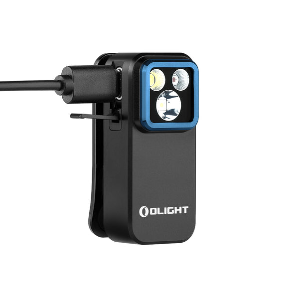 Olight Oclip Pro Clip On Flashlight w/ Floodlight Spotlight & Red Light - Black