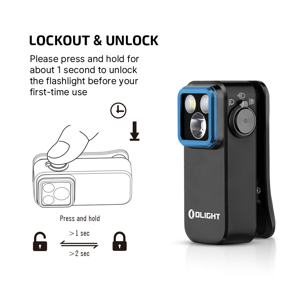 Olight Oclip Pro Clip On Flashlight w/ Floodlight Spotlight & Red Light - Black