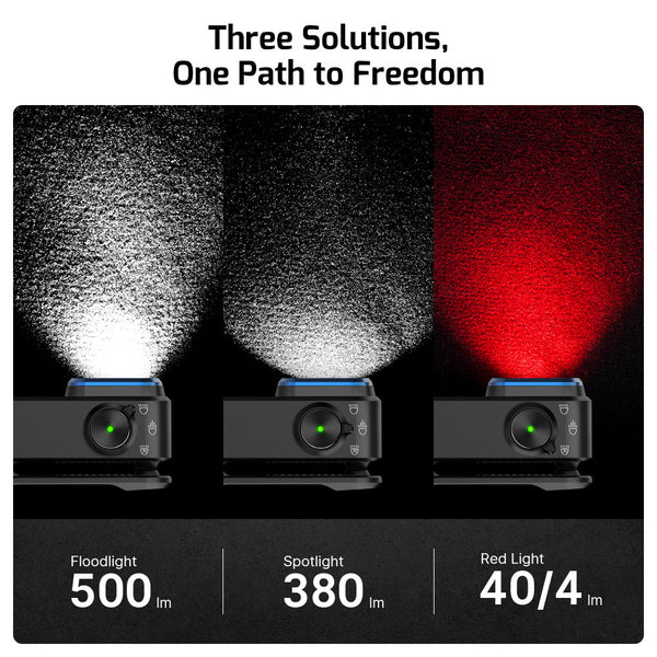 Olight Oclip Pro Clip On Flashlight w/ Floodlight Spotlight & Red Light - Black