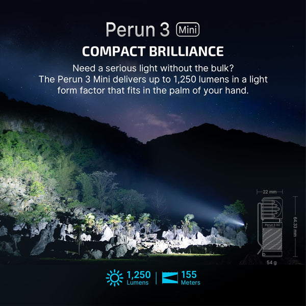 Olight Perun 3 Mini Headlamp & Flashlight w/ White Light and Red Light - Black