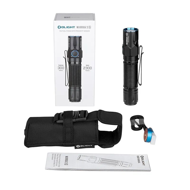 Olight Warrior 3S High Beam 2300 Lumens Rechargeable Tactical Flashlight – Black