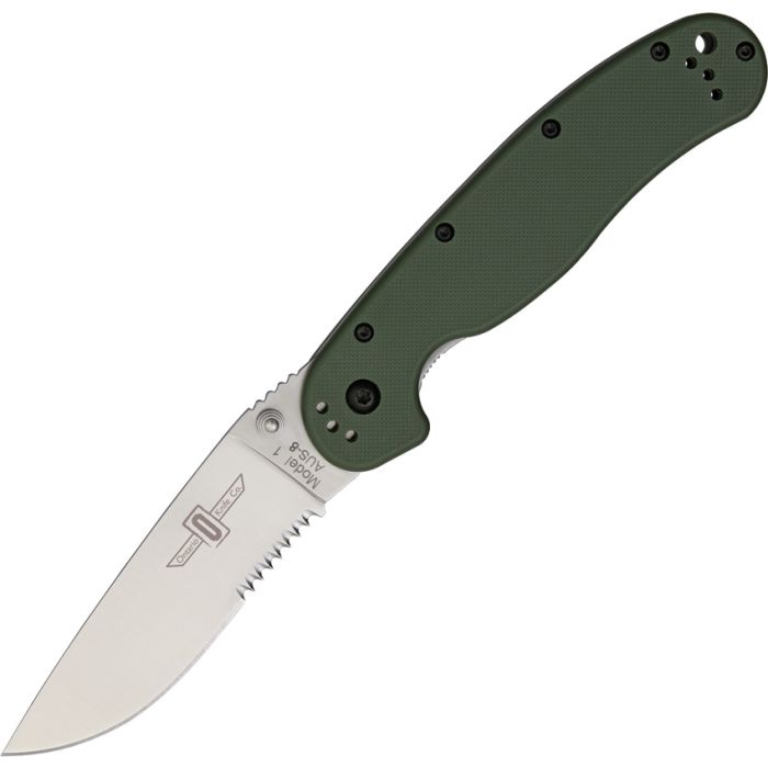 OKC RAT I Folding Knife – Half Serrated/ Olive Drab Handle