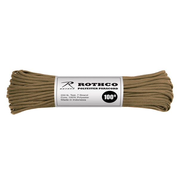 550lbs Type III Polyester 100ft Paracord – Coyote Brown